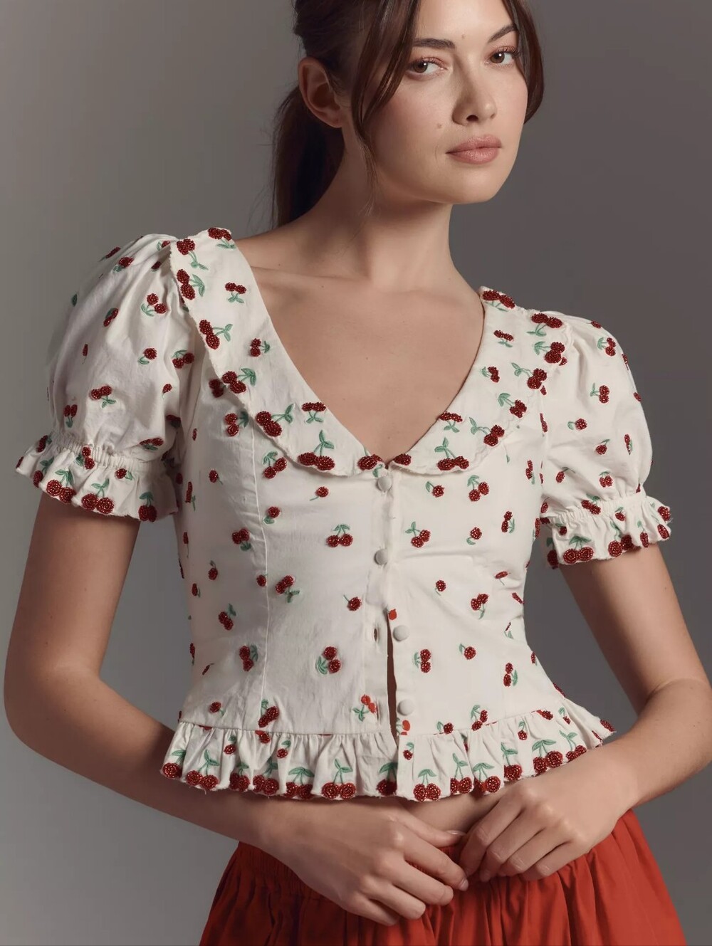 For Love & Lemons Beaded Cherry Top-M